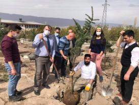 Karslı Sübitay Yüce Hoca çam fidanlarını toprakla buluşturdu