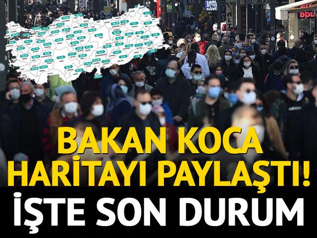 Bakan Koca, kritik haritayı paylaştı! İşte illere göre haftalık vaka sayıları